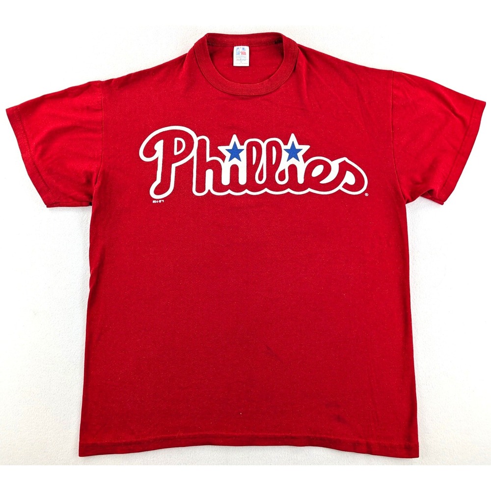 Vintage 90s Philadelphia Phillies Russell Athletic NuBlend T-Shirt Mens M Red